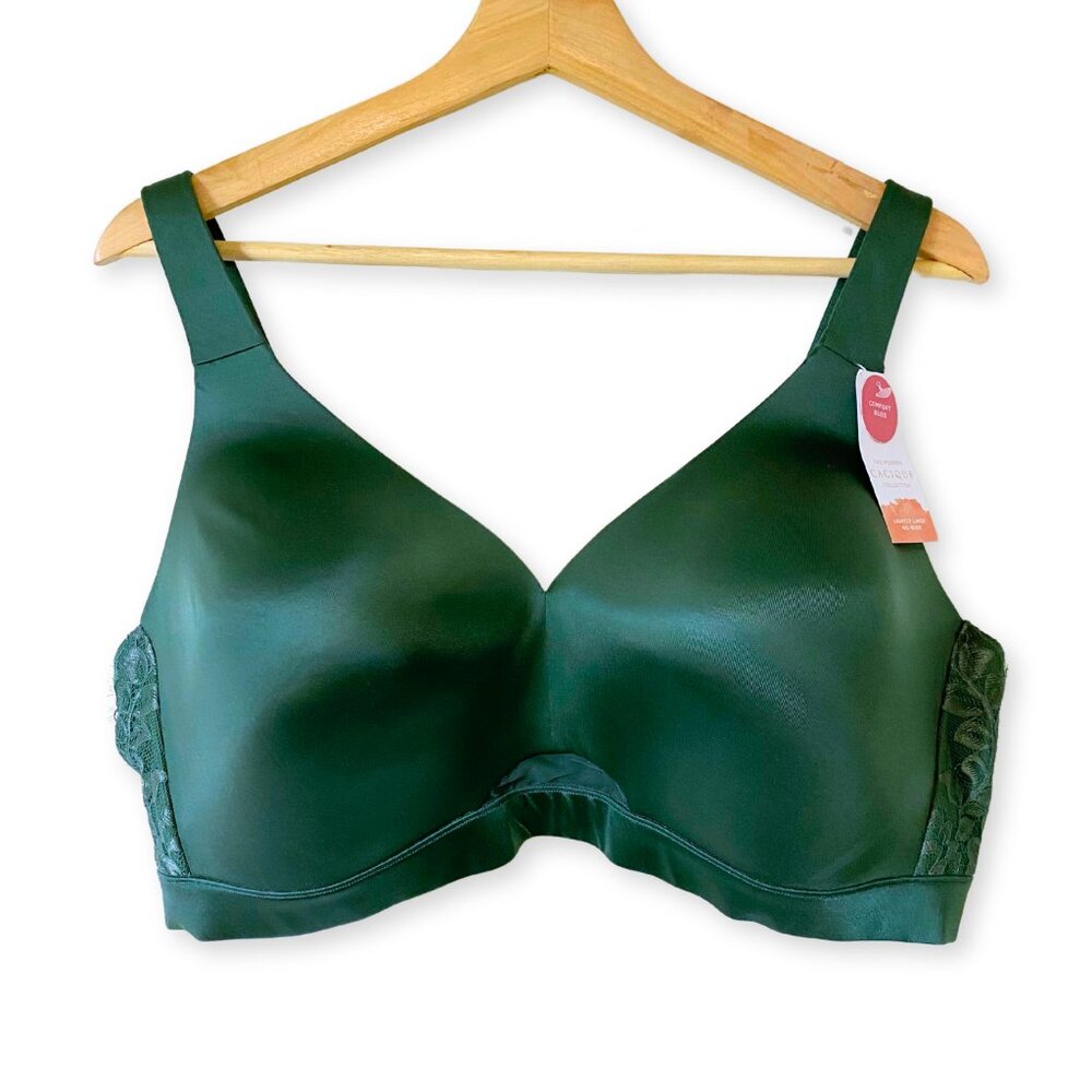 NWT Cacique Comfort Bliss Lightly Lined No Wire Lace Trim Bra - 44D Jungle Green